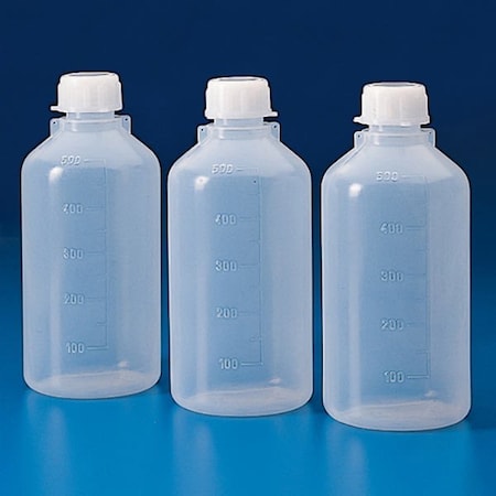 Globe Scientific Bottle with Screwcap, Narrow Mouth, LDPE, Graduated, 1000mL, 6PK 600325-6
